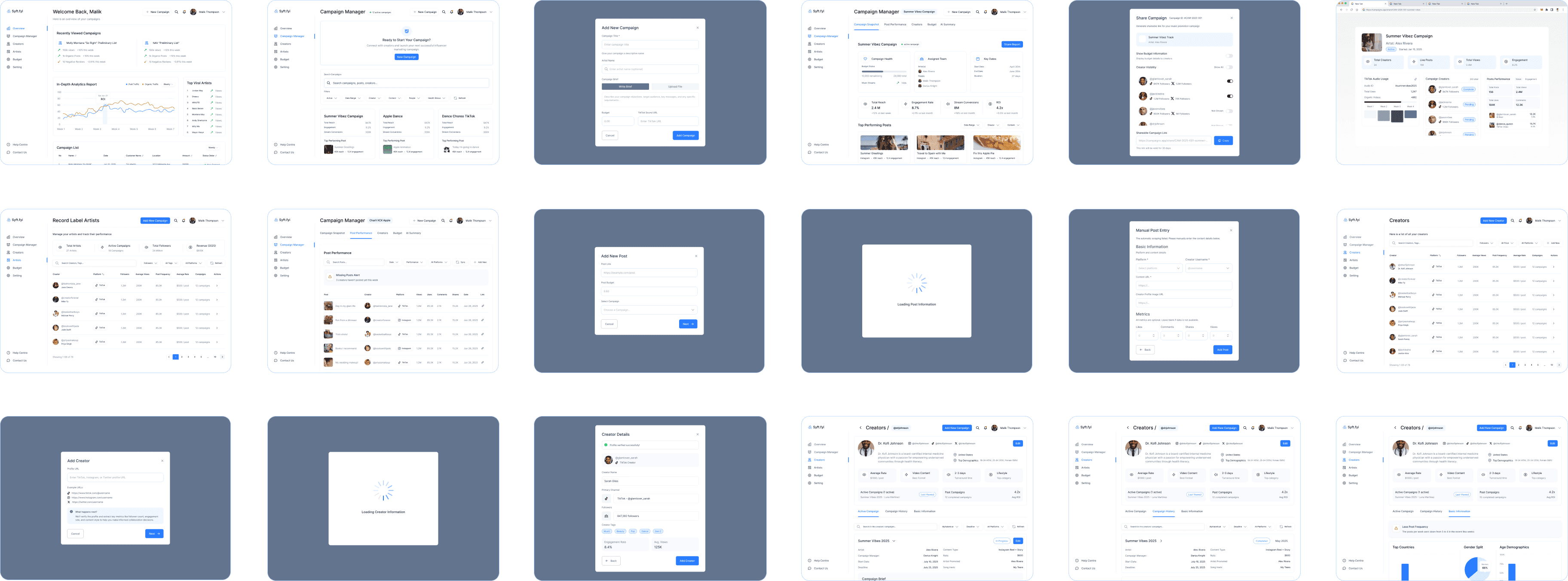 Existing user dashboard — primary flow