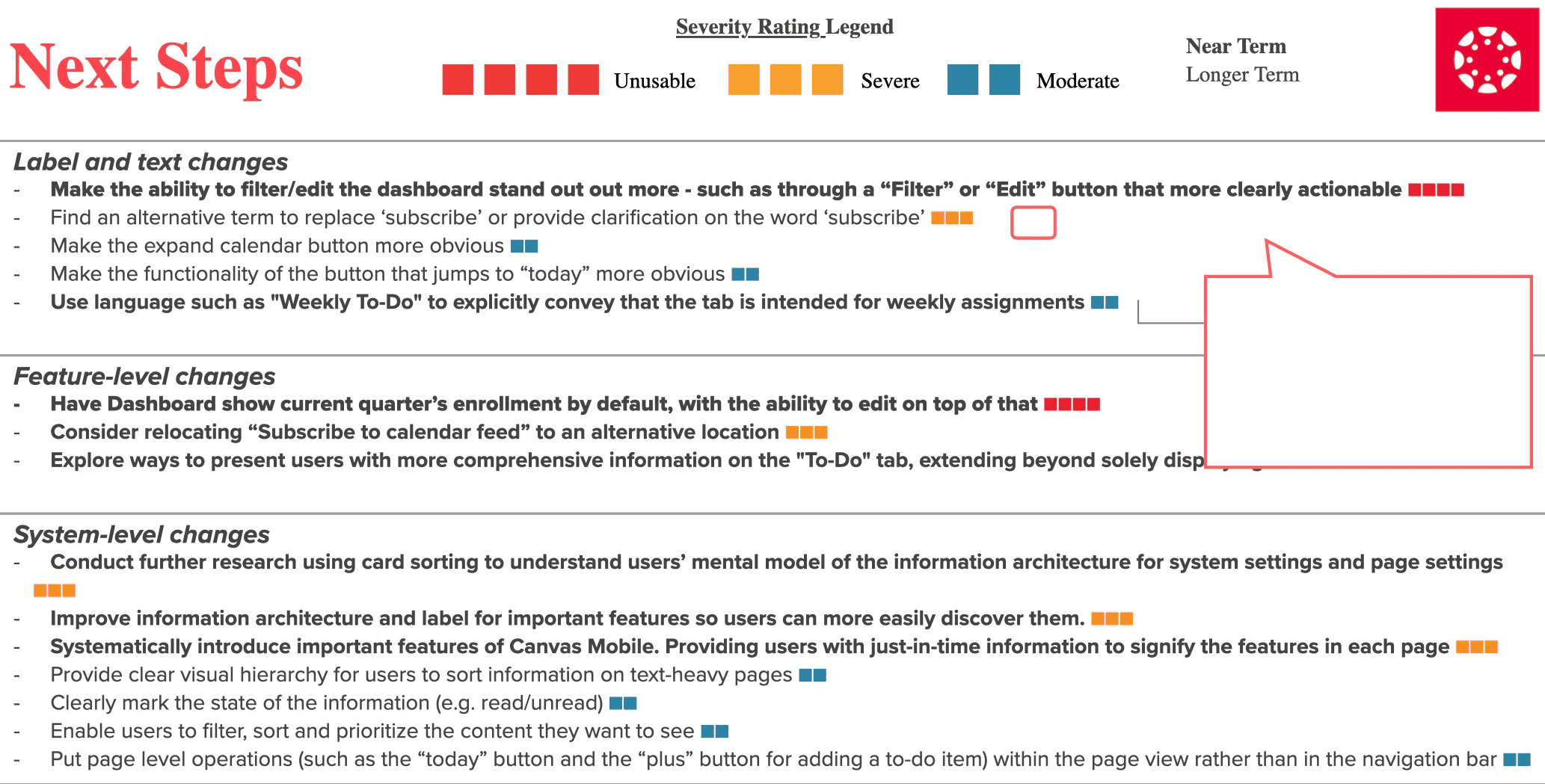 Summary of next steps